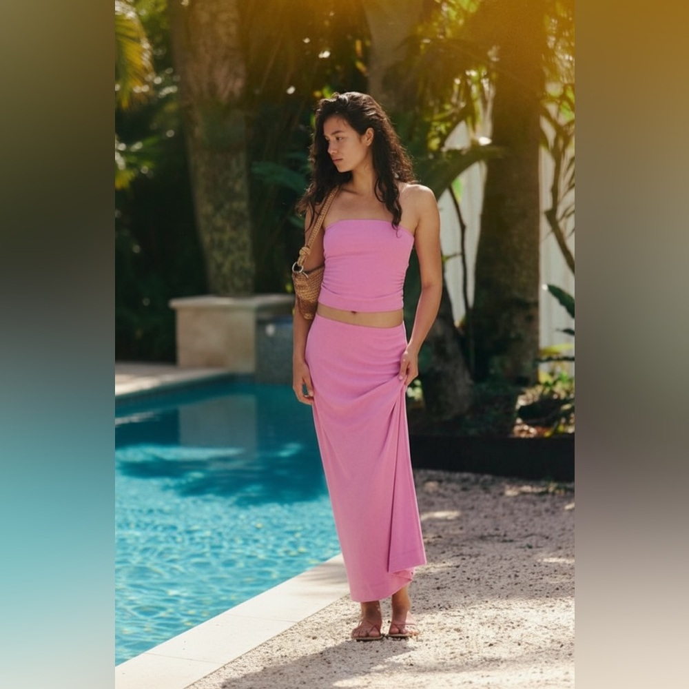 FREE PEOPLE  TUBE SET IN PINK SIZE MEDIUM NWT - Picture 2 of 7